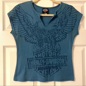 Harley-Davidson Blue Short Sleeve Top, Size M